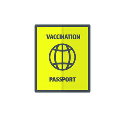Vaccine passport vector icon - Passport with sign of immunity and vaccination from Covid-19 for safe travel after global pandemic of Coronavirus.
