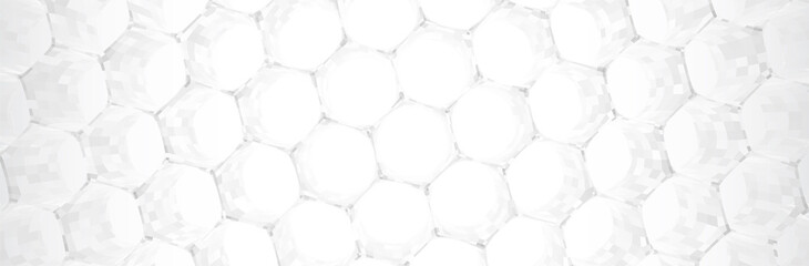 Abstract White Grey Hexagon background. 3d render. Technology vector illustration