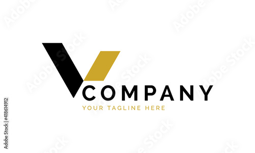 Abstract Initial Letter V Logo Design Black And Gold Geometric Shape Usable For Business And Branding Logos Flat Vector Logo Design Ideas Template Element Eps10 Vector Wall Mural Free
