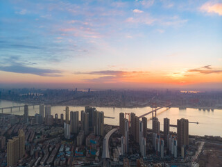 Fototapeta premium Wuhan city skyline scenery in Wuahn, Hubei, China
