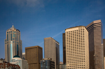 Fototapeta na wymiar Seattle Skyline with Blue Sky