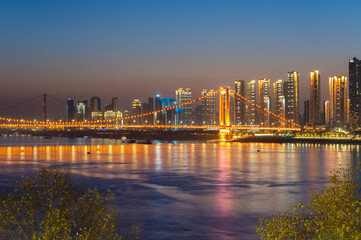 Fototapeta premium Wuhan city skyline scenery in Wuahn, Hubei, China