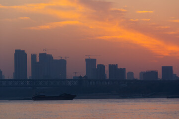 Wuhan city skyline scenery in Wuahn, Hubei, China