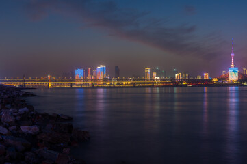 Fototapeta premium Wuhan city skyline scenery in Wuahn, Hubei, China