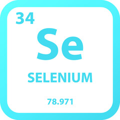Selenium Se Non reactive metal Chemical Element vector illustration diagram, with atomic number, mass and electron configuration. Simple outline flat   design for education, lab, science class.