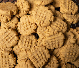Freshly baked walnut and cranberries cookies. Selective focus.