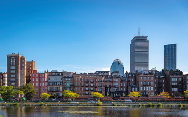 Obraz premium Tranquil Back Bay Area in Boston over Storrow Lagoon of Charles River