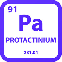 Protactinium Pa Actinoid Chemical Element vector illustration diagram, with atomic number, mass and electron configuration. Simple outline flat   design for education, lab, science class.
