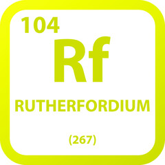 Rutherfordium Rf Transition metal Chemical Element vector illustration diagram, with atomic number, mass and electron configuration. Simple outline flat   design for education, lab, science class.