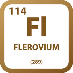 Flerovium Fl  Chemical Element vector illustration diagram, with atomic number, mass and electron configuration. Simple outline flat   design for education, lab, science class.