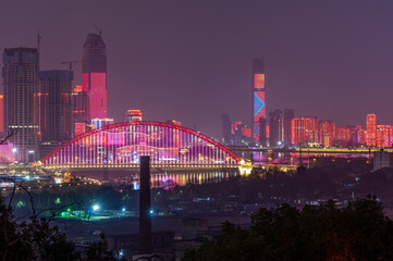 Fototapeta premium Wuhan city skyline scenery in Wuahn, Hubei, China