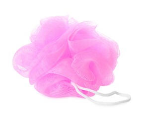 New pink shower puff isolated on white