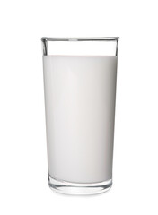 Glass of fresh milk isolated on white