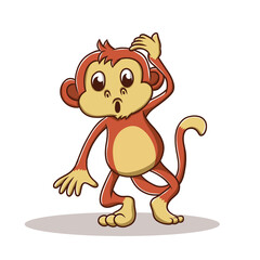 Obraz premium Monkey Cute Icon Cartoon. Donkey Jungle Mascot Vector Medical Illustration. Zoology Mammal Character