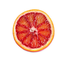 Cut ripe red orange isolated on white