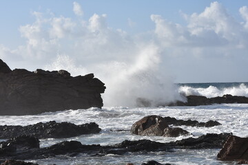 The sea demonstrating its power against the cliffs
