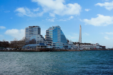 Fototapeta premium Urban landscape of Sevastopol with buildings and architecture