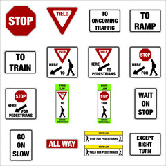 Road signs in the United States, traffic codes in the United States. Road signs vector for educational use in driving school. Stop and Yield road signs of United States.