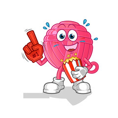 yarn ball fan with popcorn illustration. character vector