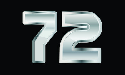 72 Silver Elegant Modern 3D Number