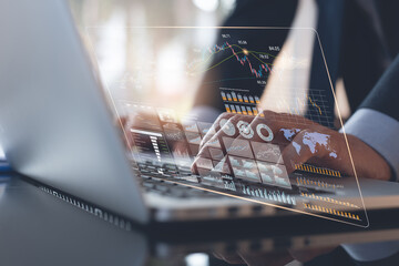 Business strategy, sales analysis, digital marketing, business innovation technology concept.