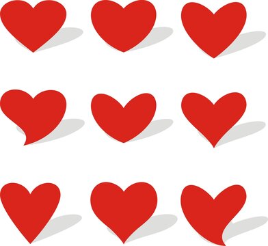 Love heart icon. Loving hearts, red like and lovely romance outline symbols.Vector illustration.
