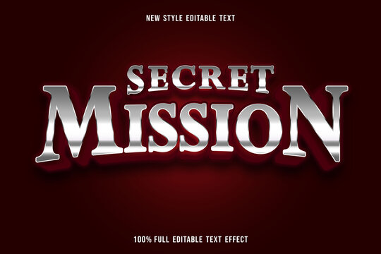 editable text effect secret mission color silver and red