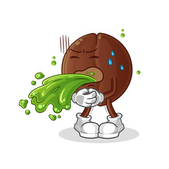 coffee bean throw up cartoon. cartoon mascot vector