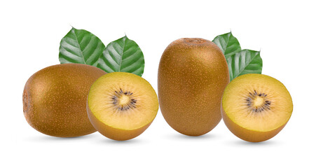 Yellow kiwi fruit on white background