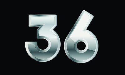 36 Silver Elegant Modern 3D Number
