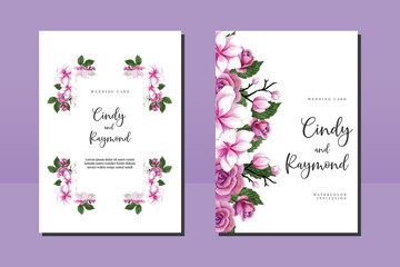 Wedding invitation frame set, floral watercolor hand drawn Magnolia Flower design Invitation Card Template