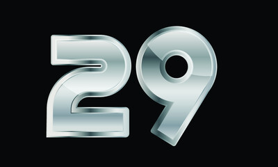 29 Silver Elegant Modern 3D Number