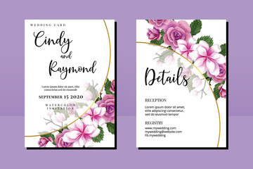 Wedding invitation frame set, floral watercolor hand drawn Magnolia Flower design Invitation Card Template