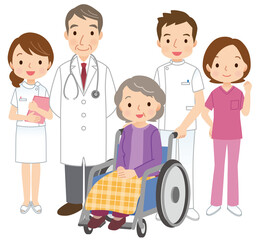 介護　高齢者と病院関係の人たち