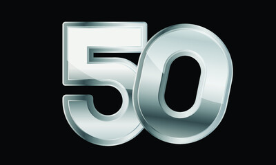 50 Silver Elegant Modern 3D Number