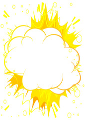Yellow comic book style background, pop art superhero backdrop. Explosion cartoon illustration. Retro vector vintage style.