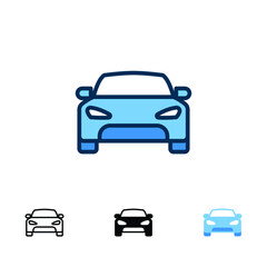 Car front icon in different style. Colored and black color car front view vector icons designed in filled outline, line, glyph and solid style. Vector illustration isolated on white background. EPS 10