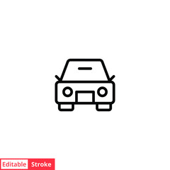 Car front line icon. Simple outline style sign symbol. Auto, view, sport, race, transport concept. Vector illustration isolated on white background. Editable stroke EPS 10.