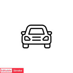 Car front line icon. Simple outline style sign symbol. Auto, view, sport, race, transport concept. Vector illustration isolated on white background. Editable stroke EPS 10.