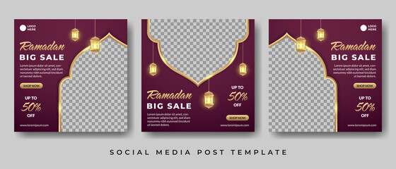 Ramadan Sale Banner Template Design with photo collage, Suitable for Social Media Post and Online Advertising.