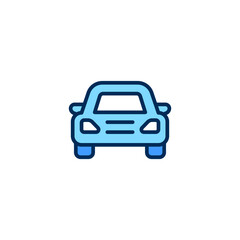 Car front view icon. Simple filled outline style sign symbol. Auto, view, sport, race, transport concept. Vector illustration isolated on white background. EPS 10.