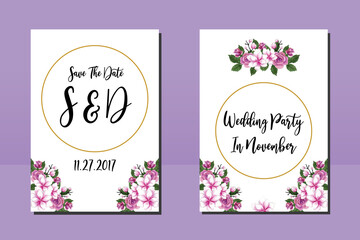 Wedding invitation frame set, floral watercolor hand drawn Magnolia Flower design Invitation Card Template