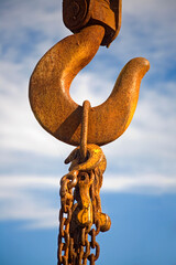 Rusty Crane Hook with Chain