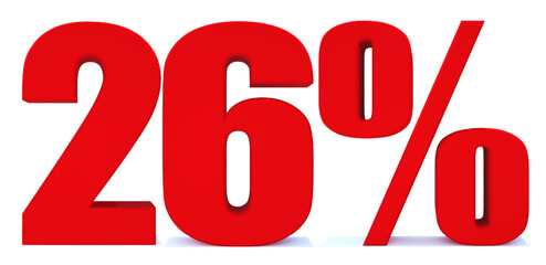 26 Percent off 3d Sign on White Background, Special Offer 26% Discount Tag, Sale Up to 26 Percent Off,big offer, Sale, Special Offer Label, Sticker, Tag, Banner, Advertising, offer Icon