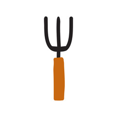 Cute pitchfork gardening tools elements icon illustration