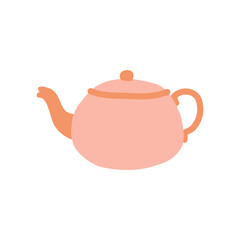 Pink teapots or kettles decorative kitchen tools, household utensils, ceramic drinkware or glassware for tea ceremony. Flat cartoon vector icon elements illustration