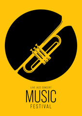 Music poster design template background decorative with trumpet