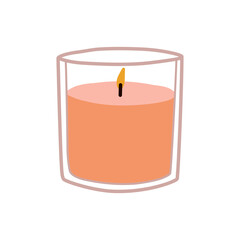 Hygge Paraffin aromatic candles or Burning wax or aroma therapy. Cute hygge home decoration, holiday decorative design element. Flat vector illustration scandinavian. Relaxation and resting