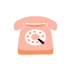 Pink vintage telephone icon elements illustration