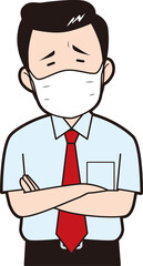 悩むマスク店長